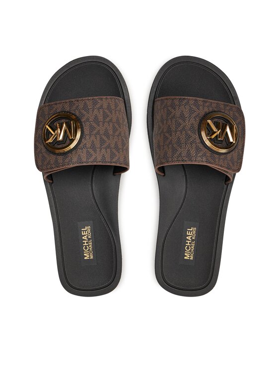 MICHAEL Michael Kors Pantoletten Mk Charm Slide 40R4MKFA1B Braun