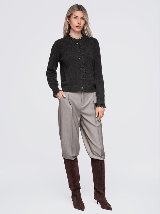 Ombre Ombre Kardigan OW-SW-E0034 Brązowy Slim Fit