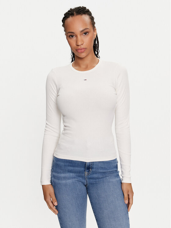 Tommy Jeans Tommy Jeans Majica Essential DW0DW17387 Écru Slim Fit