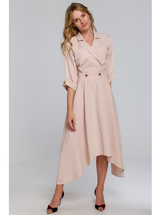 Makover Makover Večerní šaty K086 Béžová Regular Fit