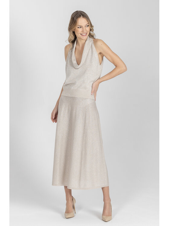 Deni Cler Milano Deni Cler Milano Spódnica midi T-DC-7016-F2-10-12-1 Beżowy A-Line Fit