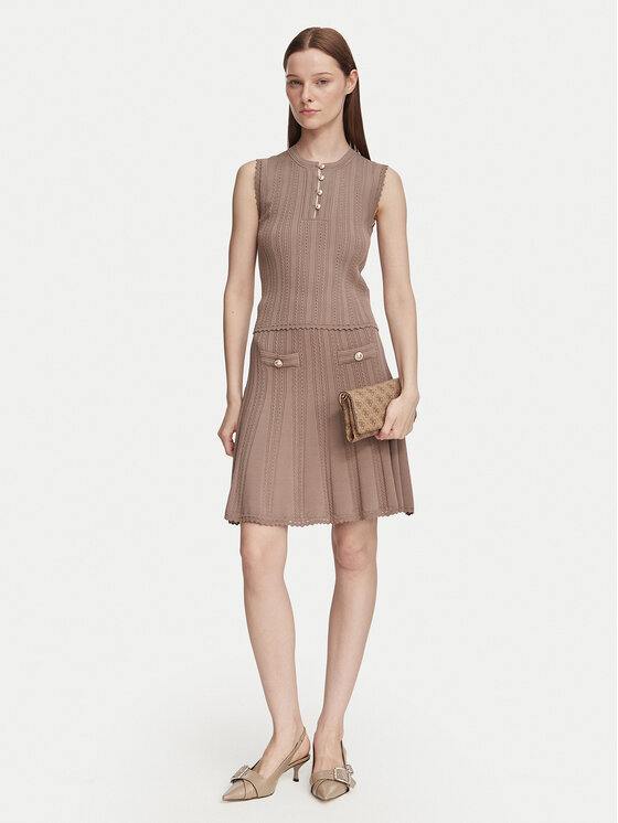 Guess Guess Bluza W6YR24 Z0970 Temno bež Slim Fit