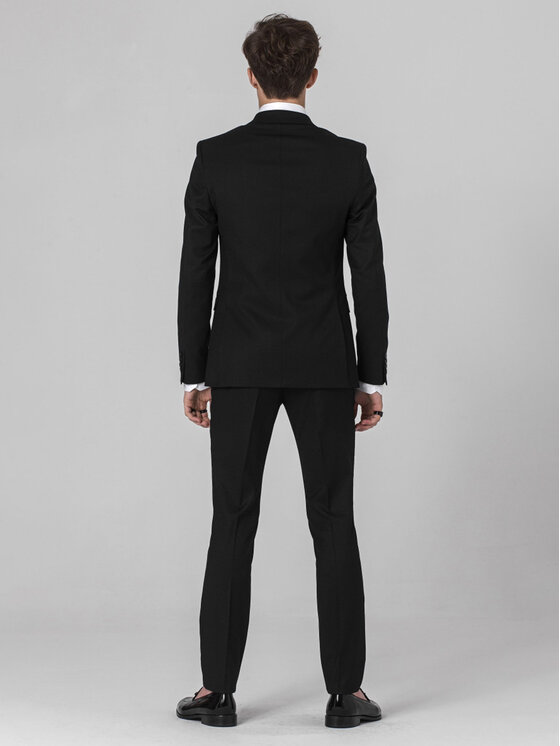 VILLARO VILLARO Spodnie garniturowe SPOMAR316 Czarny Reglan Fit