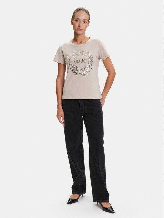 Liu Jo Sport Liu Jo Sport T-Shirt TF5162 JS923 Beżowy Regular Fit