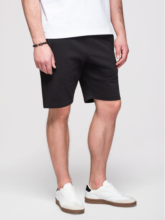 Ombre Ombre Szorty materiałowe OM-SRBS-0205 Czarny Relaxed Fit