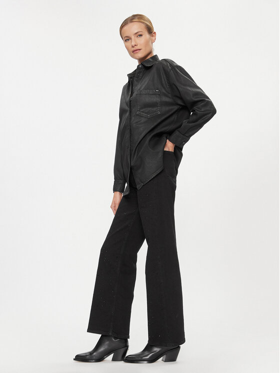 Pepe Jeans Pepe Jeans Τζιν πουκάμισο Alix PL304729 Μαύρο Oversize