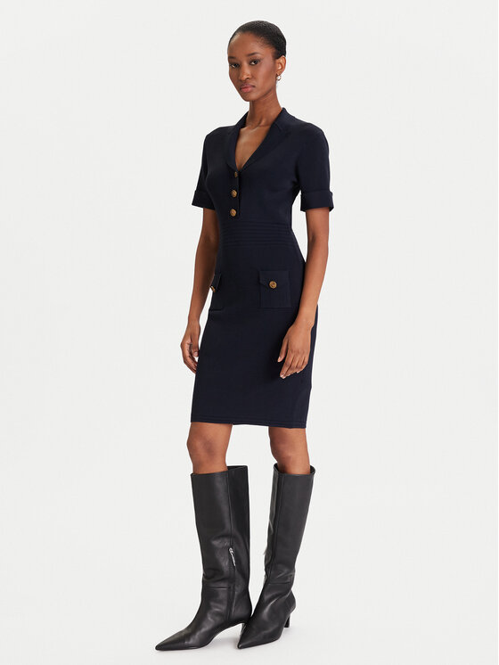 Guess Guess Džemper haljina W5YK29 Z0130 Tamnoplava Slim Fit