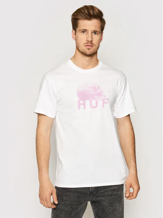 HUF T-Shirt Data Death Tee TS01333 Weiß Regular Fit