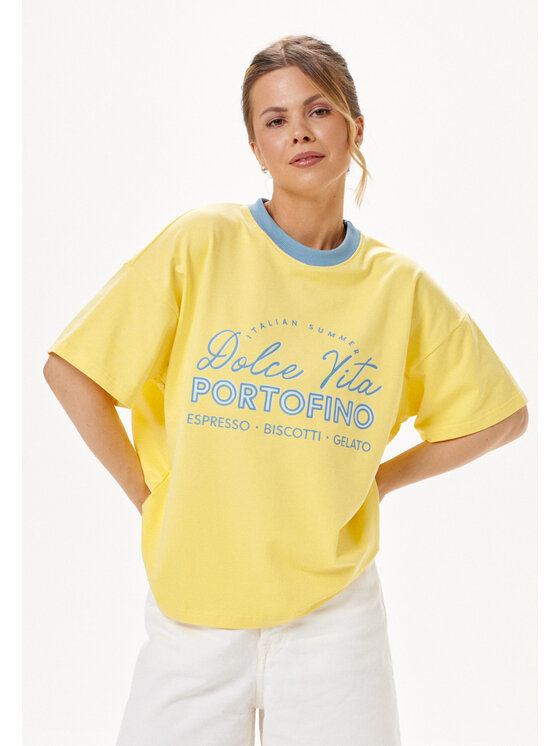 Mirons Mirons T-Shirt Print Żółty Regular Fit