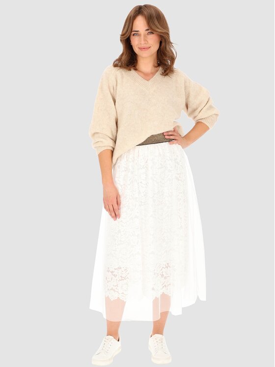 Perso Perso Midi sukně JPE230069F Bílá Regular Fit