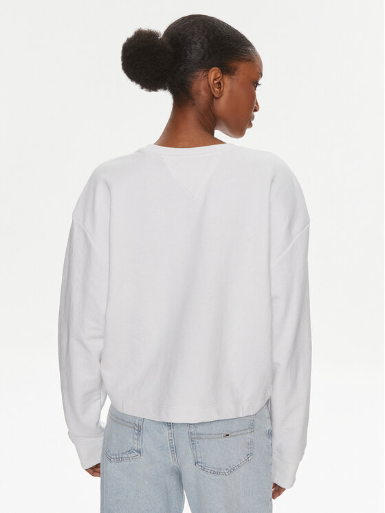 Tommy Jeans Tommy Jeans Majica dugih rukava Essential Logo DW0DW17796 Bijela Relaxed Fit