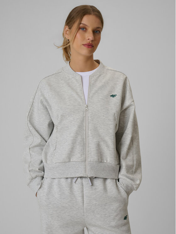 4F 4F Bluza SPORTS CLUB Szary jasny Loose Fit