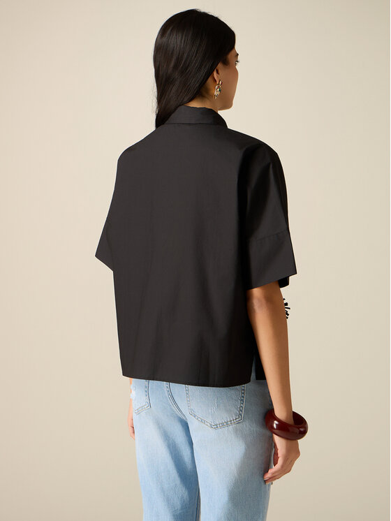 Oltre Oltre Camicia 5048J000873N033 Nero Boxy Fit