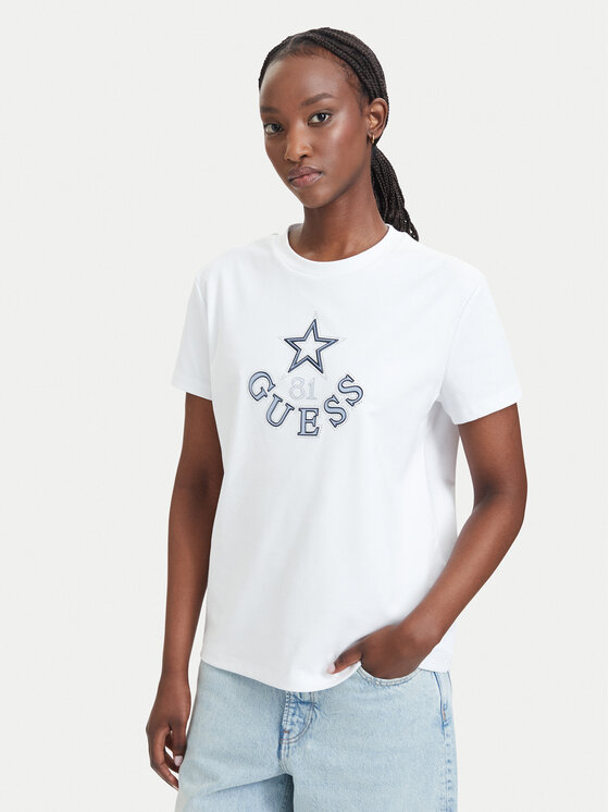 Guess Tricou V6YI04 K4268 Alb Regular Fit
