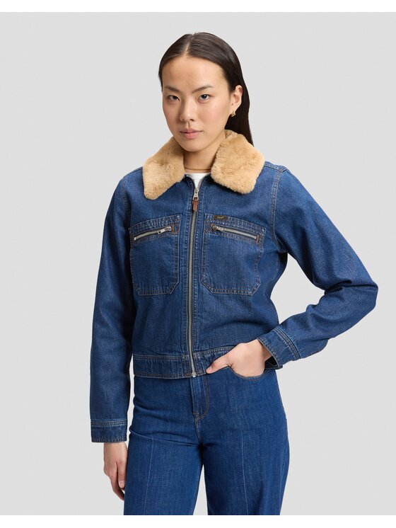 Lee Lee Kurtka przejściowa ZIP FRONT DENIM JACKET Niebieski Regular Fit