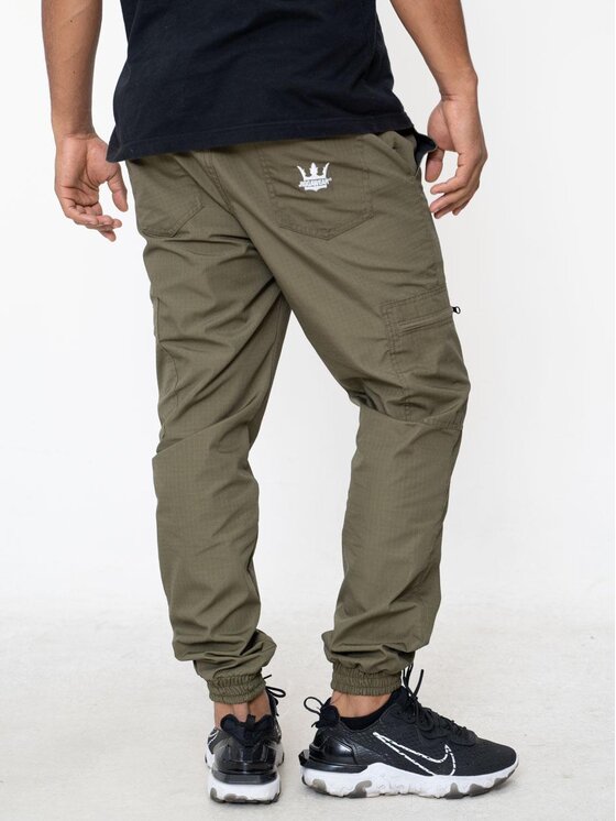 Jigga Wear Jigga Wear Spodnie materiałowe Spodnie Materiałowe Jogger Bojówki Ze Ściągaczem Jigga Wear Crown Ripstop Cargo Khaki M Khaki Jogger Fit