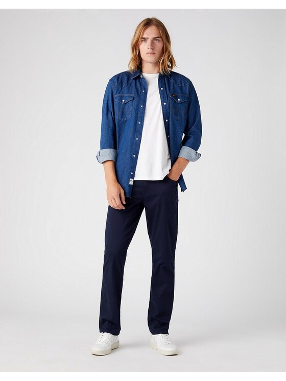 Wrangler Wrangler Spodnie materiałowe TEXAS SLIM Niebieski Slim Fit