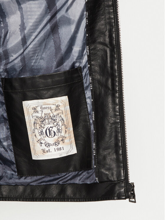 Guess Guess Geacă din imitație de piele M5RL00 WGU60 Negru Regular Fit