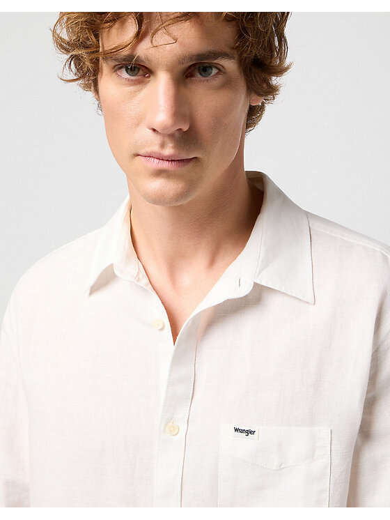 Wrangler Wrangler Koszula LS 1 PKT SHIRT Biały Regular Fit