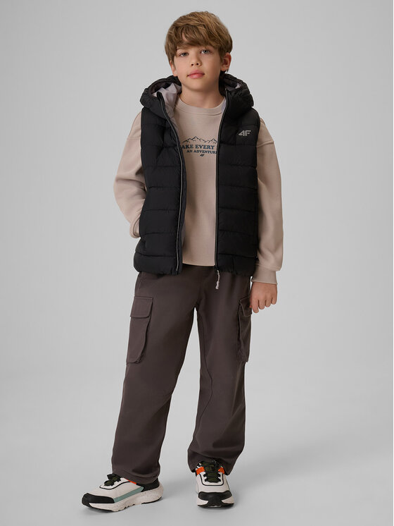 4F 4F Kamizelka OUTERWEAR Czarny Regular Fit