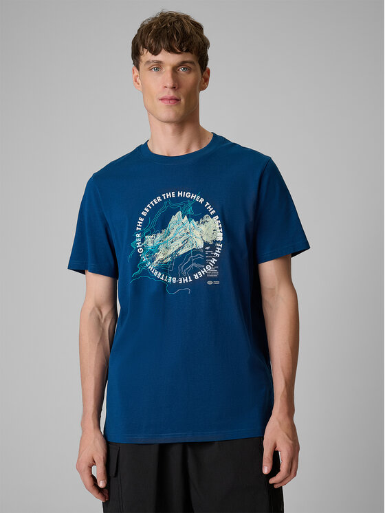 4F 4F T-Shirt TREKKING Turkusowy Regular Fit