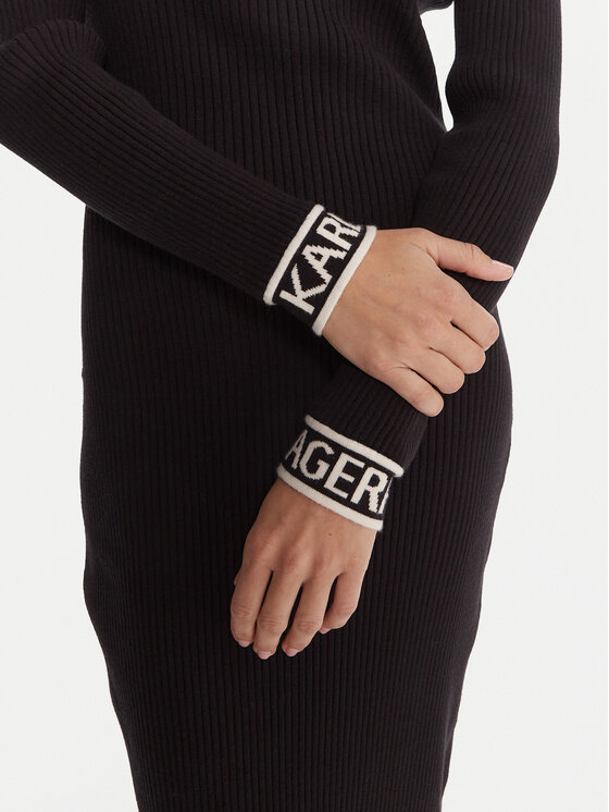 KARL LAGERFELD KARL LAGERFELD Kötött ruha A4W13028 Fekete Slim Fit