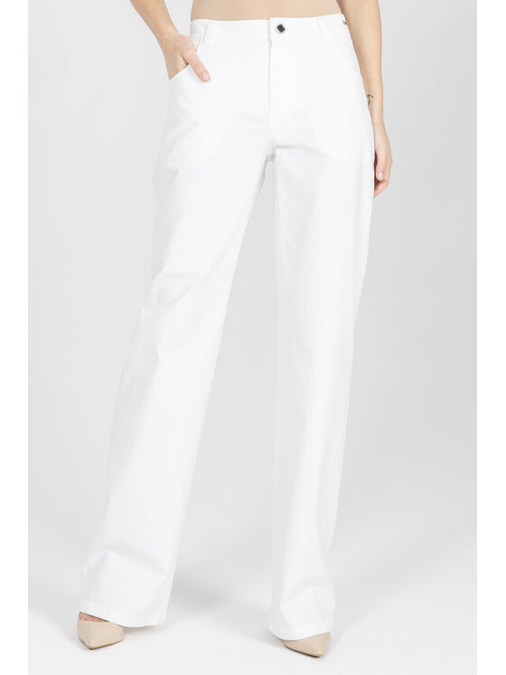 Deni Cler Milano Deni Cler Milano Spodnie materiałowe W-DC-5216-F2-F5-10-1 Biały Regular Fit