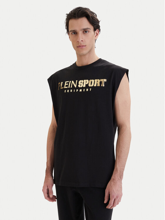 Plein Sport Plein Sport Tank top marškinėliai PAEC MTK8319 STE001N Juoda Regular Fit