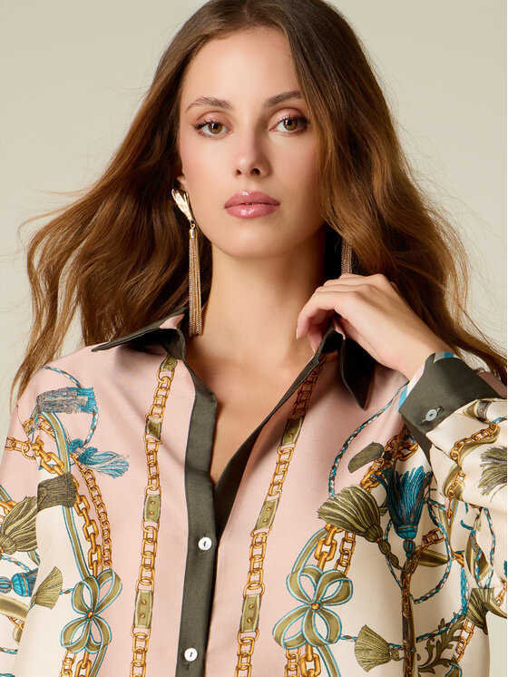 Oltre Oltre Koszula 5090R003333N0S6 Różowy Regular Fit