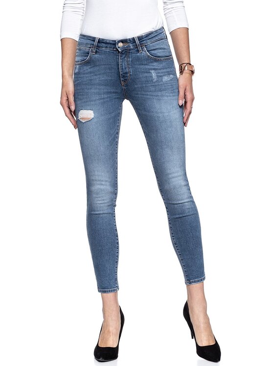 Jeansy, rozmiar W24/L32, Niebieskie, SKINNY CROP