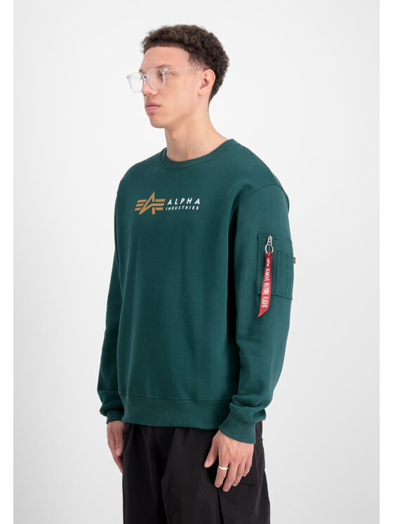 Alpha Industries Alpha Industries Bluza Alpha Label Sweatshirt Zielony Regular Fit