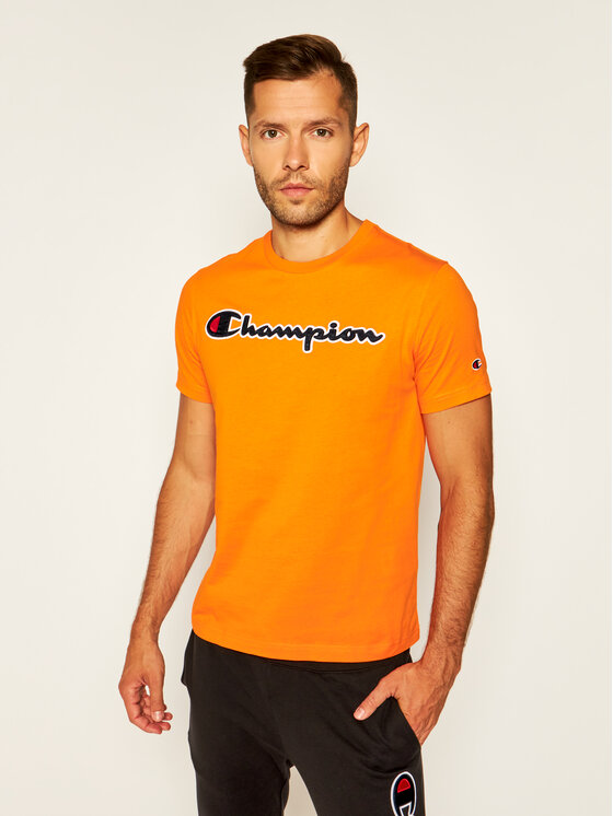 Champion T-Shirt Logo 214194 Pomarańczowy Comfort Fit