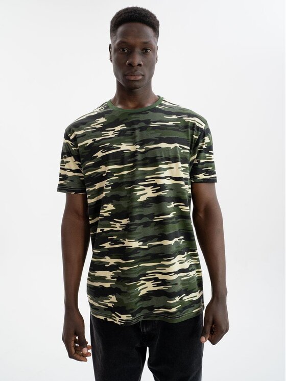 Urban City Urban City T-Shirt Koszulka MORO CAMO Czysta Męski UrbanCity No Logo XXL Khaki Regular Fit
