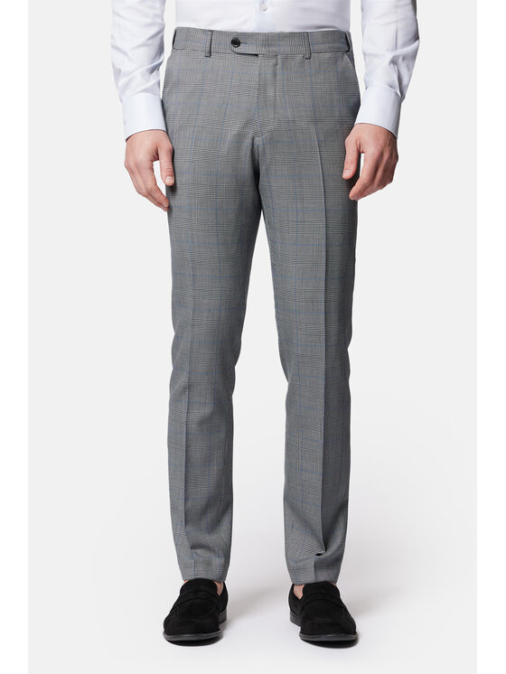 Lancerto Lancerto Garnitur Garnitur Szary w Kratę Wełniany Charleston GA073124000019 Szary Slim Fit