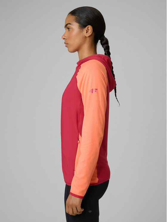 4F 4F Bluza techniczna TREKKING Czerwony ciemny Slim Fit