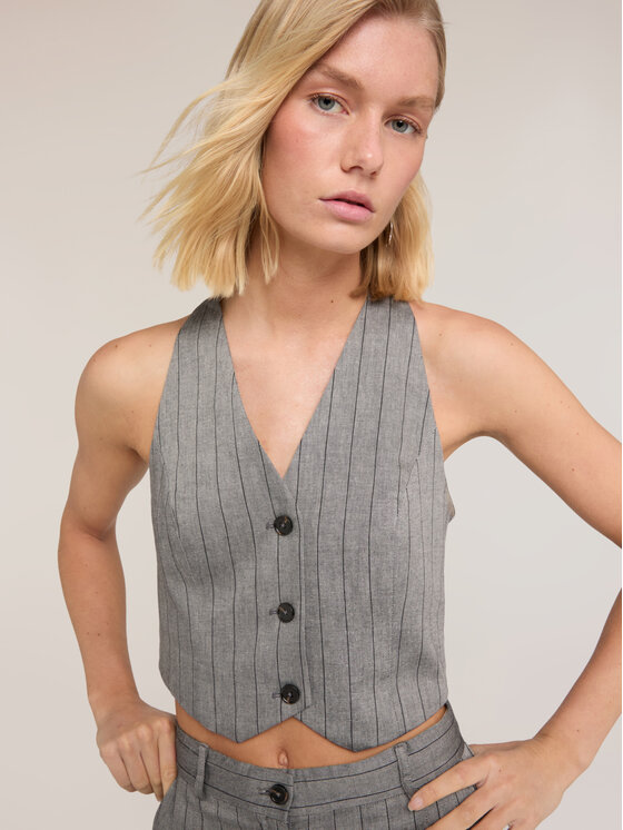 Motivi Motivi Kamizelka 2051Q001956N0S3 Szary Cropp Fit