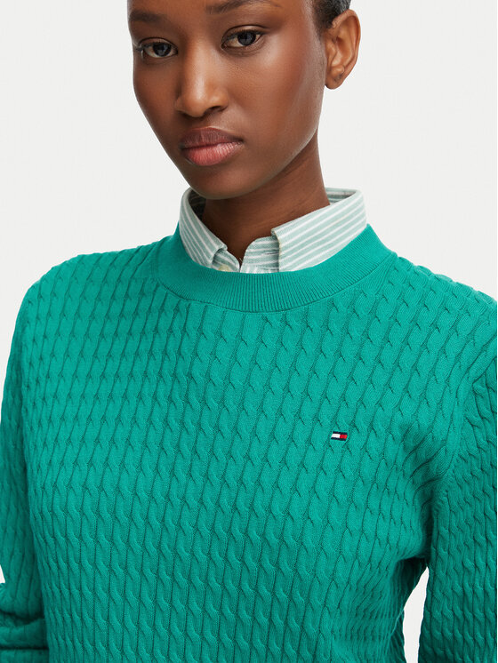 Tommy Hilfiger Tommy Hilfiger Sveter Fine WW0WW44993 Zelená Regular Fit