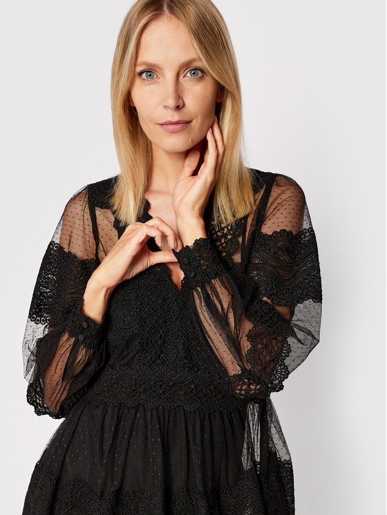 TWINSET TWINSET Коктейлна рокля 222TP2252 Черен Regular Fit