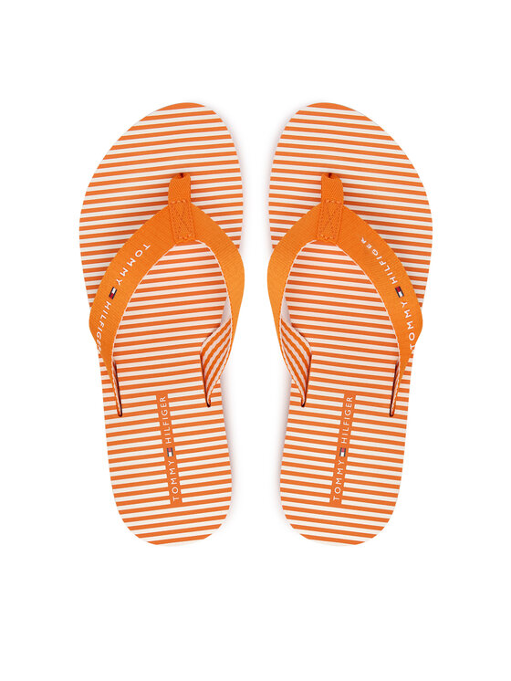 Tommy Hilfiger Tommy Hilfiger Čības uz pirksta Th Ithaca Stripe Summer Sandal FW0FW09192 Oranžs