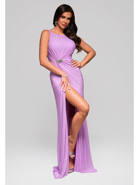 Ombre Ombre Sukienka koktajlowa LA-OM-DLR184 Fioletowy Regular Fit