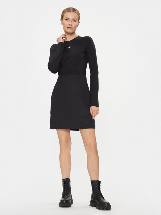 Calvin Klein Jeans Calvin Klein Jeans Haljina za svaki dan Milano Spacer Mix Outfit Dress J20J222528 Crna Regular Fit