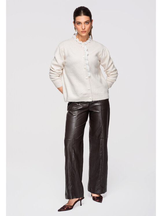 Ombre Ombre Sweter OW-SWCD-0110 Beżowy Regular Fit