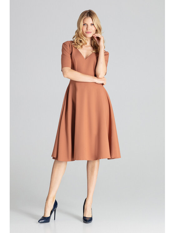 FIGL FIGL Šaty M673 Hnedá Regular Fit