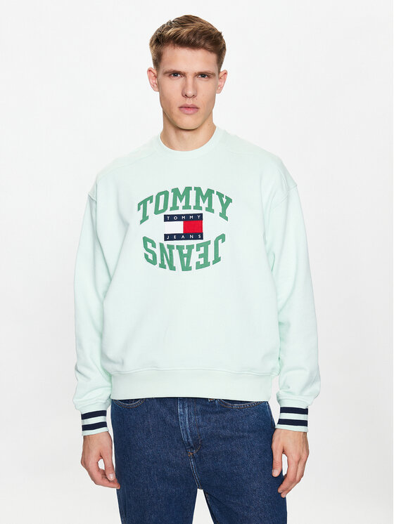 Tommy Jeans Mikina Boxy Arched Logo DM0DM16375 Zelená Boxy Fit