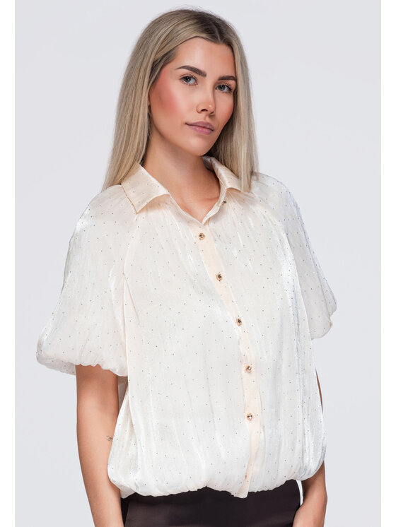 Ombre Ombre Koszula OW-SH-E0068 Beżowy Loose Fit