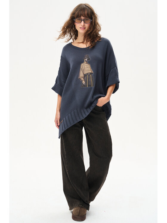blue shadow blue shadow Sweter Likola Szary ciemny Regular Fit