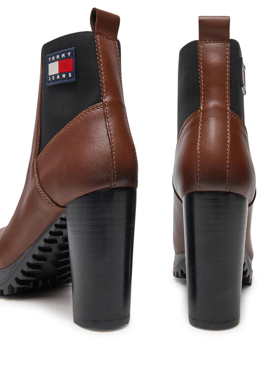 Tommy Jeans Tommy Jeans Škornji Tjw New Ess High Heel Boot EN0EN02439 Rjava