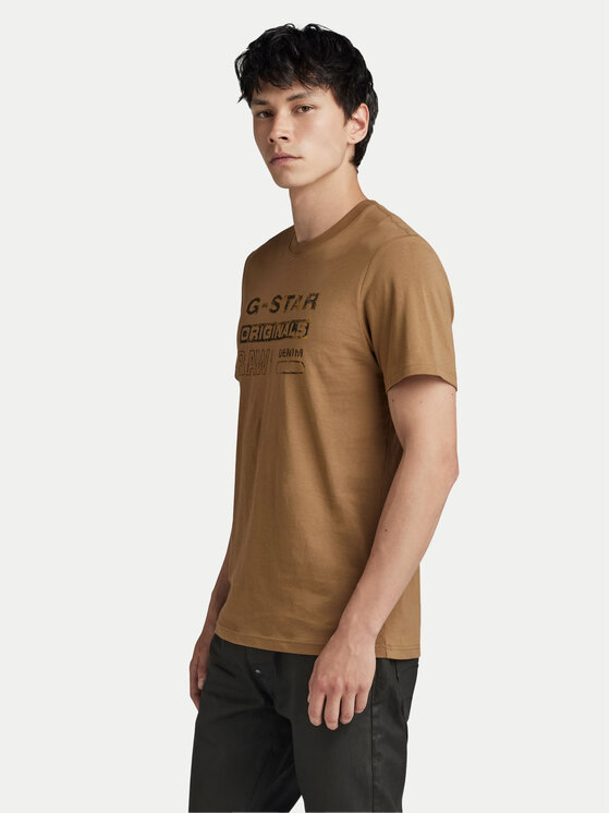 G-Star Raw G-Star Raw Majica Distressed D24420-336-7172 Rjava Slim Fit