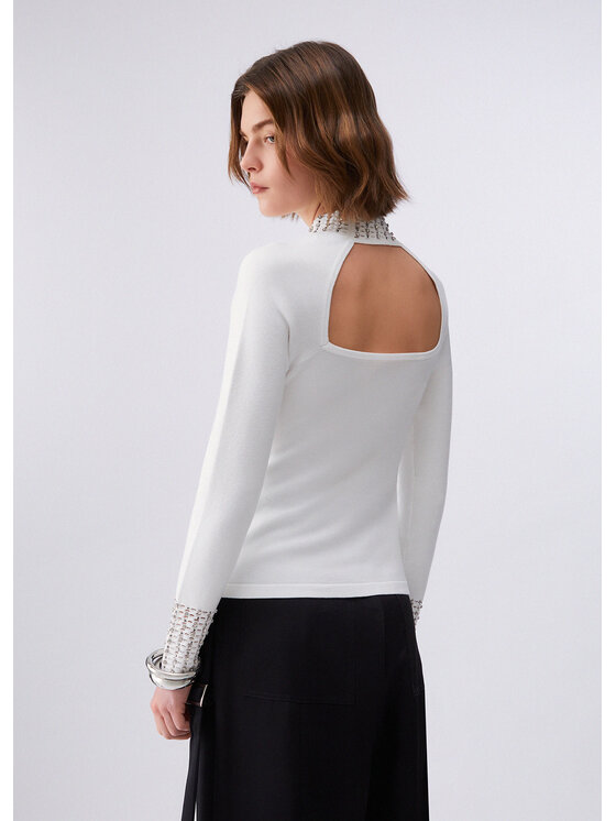 Liu Jo Liu Jo Sweter PA6046MS99EX0256 Biały Slim Fit