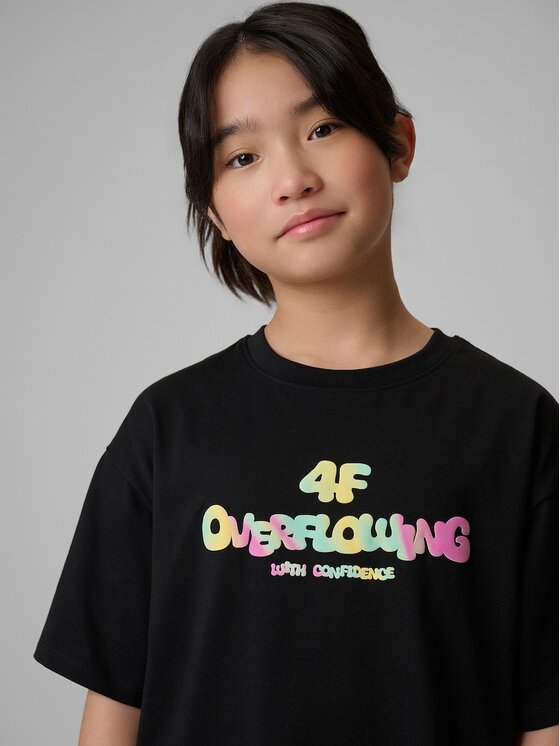 4F 4F T-Shirt 4FJRSS26TTSHF4137-020S Czarny Loose Fit